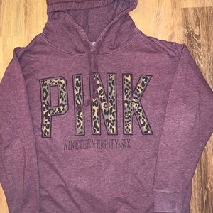 VS Pink Cheetah Leopard Game Day Hoodie Pullover Large
